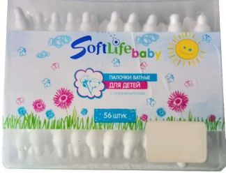 СОФТЛАЙФ (SOFTLIFE) БЭБИ палочки ватные с ограничителем №56