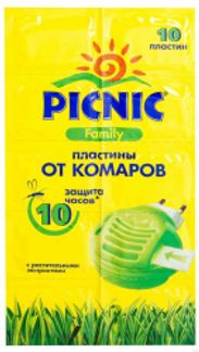 ПИКНИК ФЭМИЛИ пластины от комаров 10 шт. Арнест