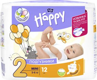 БЕЛЛА БЕБИ ХЕППИ подгузники Мини 3-6кг 12 шт. TZMO S.A.