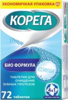 Корега Био Формула, таблетки для очищения зубных протезов, 72 шт.