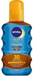 НИВЕЯ САН масло-спрей для загара Защита и Загар SPF30 200мл (86038)