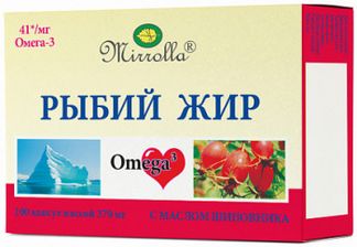 МИРРОЛЛА РЫБИЙ ЖИР капсулы с маслом Шиповника 100 шт. Мирролла