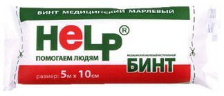 ХЕЛП бинт стерильный марлевый 5мх10см Эвтекс