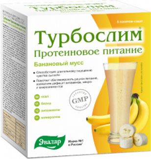 ТУРБОСЛИМ ПРОТЕИНОВОЕ ПИТАНИЕ коктейль Банановый мусс 5 шт. Эвалар ЗАО