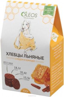 ОЛЕОС хлебцы льняные с Медом и корицей 100г Олеос