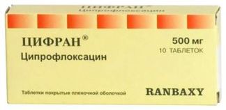 ЦИФРАН 500мг 10 шт. таблетки покрытые пленочной оболочкой Сан Фармасьютикал Индастриз Лтд