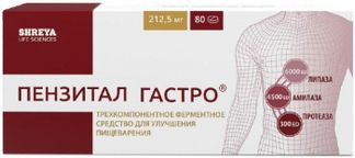 ПЕНЗИТАЛ ГАСТРО 80 шт. таблетки покрытые кишечнорастворимой оболочкой Шрея Лайф Саенсиз Пвт. Лтд.