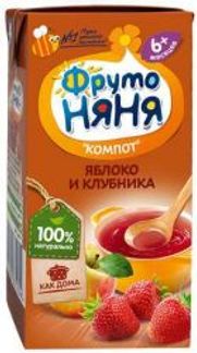 ФРУТОНЯНЯ компот из Яблок/Клубники 6+ 0,2л Прогресс