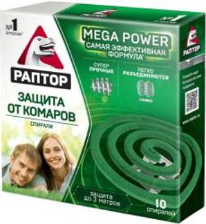 РАПТОР спираль от комаров без запаха 10 шт. Quality Coils Ind.