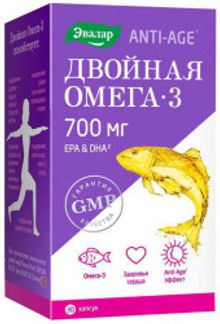 АНТИ-ЭЙДЖ капсулы Двойная Омега-3 700мг 30 шт. Эвалар