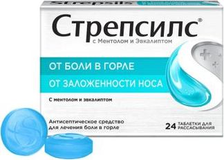 СТРЕПСИЛС 24 шт. таблетки для рассасывания Ментол-Эвкалипт Reckitt benckiser