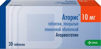 АТОРИС 10мг 30 шт. таблетки покрытые пленочной оболочкой КРКА, д.д., Ново место