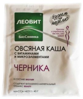 ЛЕОВИТ БИОСЛИМИКА каша овсяная Черника со сливками с витаминами и микроэлементами 40г Леовит
