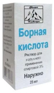 БОРНАЯ КИСЛОТА 3% 25мл раствор для местного применения спиртовой Флора Кавказа