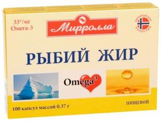 МИРРОЛЛА РЫБИЙ ЖИР капсулы пищевой 0,37г 100 шт. Мирролла