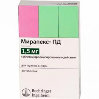 МИРАПЕКС ПД 1,5мг 30 шт. таблетки пролонгированного действия Берингер Ингельхайм Фарма Гмбх и Ко.КГ