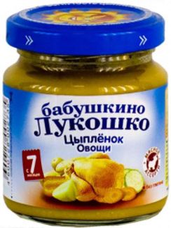 БАБУШКИНО ЛУКОШКО пюре Цыпленок/Овощи 7+ 100г Фаустово Завод детского питания