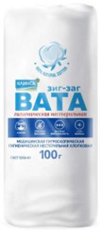 КЛИНСА вата гигиеническая нестерильная Зиг-Заг 100г РусВата