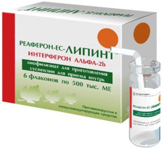 РЕАФЕРОН-ЕС-ЛИПИНТ 500тыс.МЕ 6 шт. лиофилизат для приготовления суспензии для приема внутрь Вектор-Медика АО