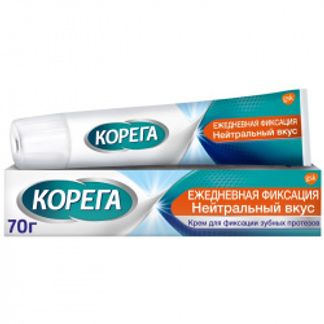 Корега Ежедневная защита, нейтральный вкус, крем для фиксации зубных протезов, 70г