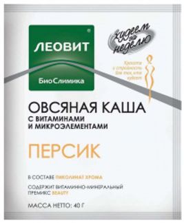 ЛЕОВИТ БИОСЛИМИКА каша овсяная Персик со сливками с витаминами и микроэлементами 40г Леовит