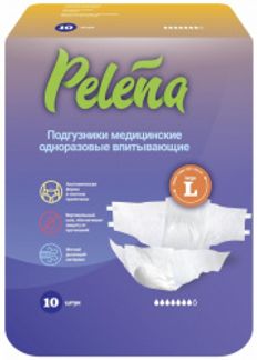 ПЕЛЕНА подгузники для взрослых впитывающие размер L 10 шт. Онтэкс РУ