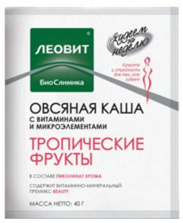 ЛЕОВИТ БИОСЛИМИКА каша овсяная Тропические фрукты с витаминами и микроэлементами 40г Леовит