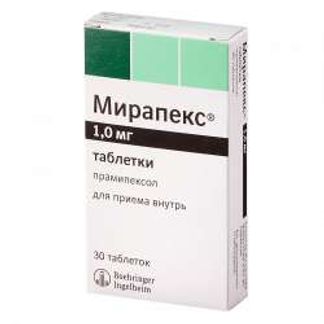 МИРАПЕКС 1мг 30 шт. таблетки Берингер Ингельхайм Фарма Гмбх и Ко.КГ