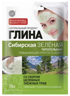 ФИТОКОСМЕТИК СОКРОВИЩА РОДНОГО КРАЯ глина зеленая питательная Сибирская со сбором целебных таежных трав 75г Фитокосметик