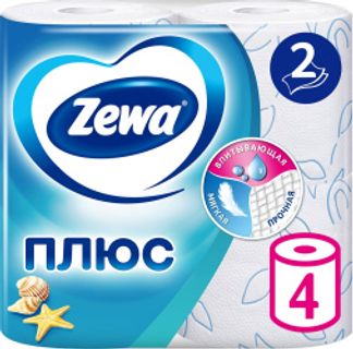 ЗЕВА ПЛЮС бумага туалетная Белая 4 шт. SCA HYGIENE PRODUCTS.