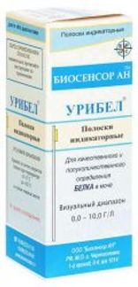 УРИБЕЛ тест-полоски для определения белка в моче 50 шт. Биосенсор АН
