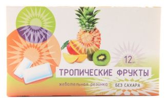 ЖЕВАТЕЛЬНАЯ РЕЗИНКА Тропические фрукты 12 шт. Гуслица