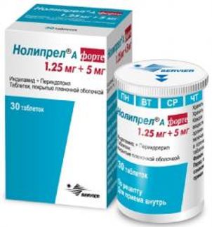 НОЛИПРЕЛ А ФОРТЕ 5мг+1,25мг 30 шт. таблетки покрытые пленочной оболочкой Servier laboratoires