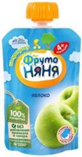 ФРУТОНЯНЯ пюре Яблоко 4+ 90г мягкая упаковка Прогресс