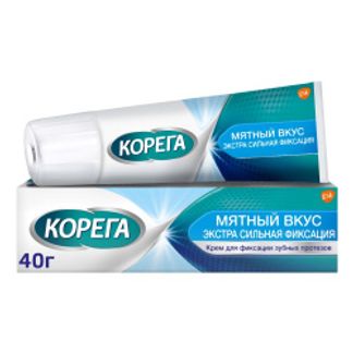 Корега Экстра Сильный Мятный, крем для фиксации зубных протезов, 40г