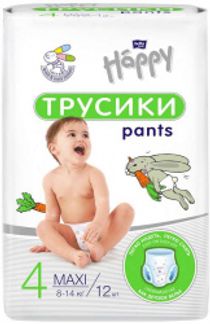 БЕЛЛА БЕБИ ХЕППИ ПАНТС подгузники-трусы Макси 8-14кг 12 шт. TZMO S.A.