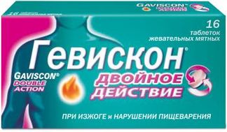 ГЕВИСКОН ДВОЙНОЕ ДЕЙСТВИЕ 12 шт. таблетки жевательные Мятные Рекитт Бенкизер Хелскэр Лимитед