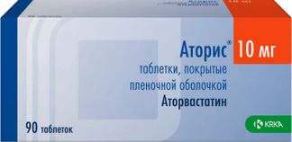 АТОРИС 10мг 90 шт. таблетки покрытые пленочной оболочкой КРКА, д.д., Ново место