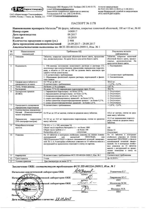 Магнелис В6 Форте 100мг+10мг 60 Шт. Таблетки Покрытые Пленочной.