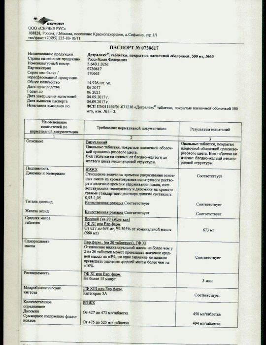 Детралекс 500мг 60 Шт. Таблетки Покрытые Пленочной Оболочкой.