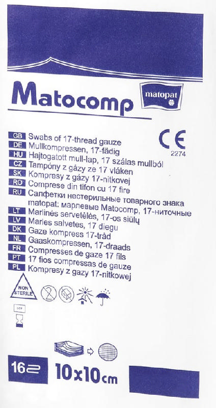 

МАТОПАТ МАТОКОМП салфетки стерильные 10х10 16с17н 5 шт.