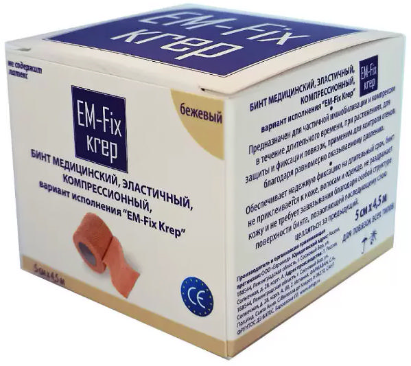 

ЕМ-ФИКС КРЕП бинт эластичный самофиксирующийся 5смх4,5м Рисунок