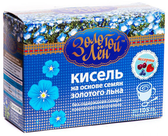 

ЗОЛОТОЙ ЛЕН кисель на основе семя золотого льна Клубника 7 шт. Витапром