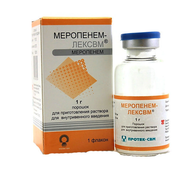 МЕРОПЕНЕМ-ЛЕКСВМ 1г 1 шт. порошок для приготовления раствора для внутривенного введения