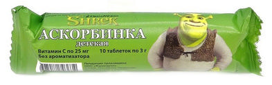 

АСКОРБИНКА ДЕТСКАЯ таблетки без ароматизатора Шрек 3г 10 шт.