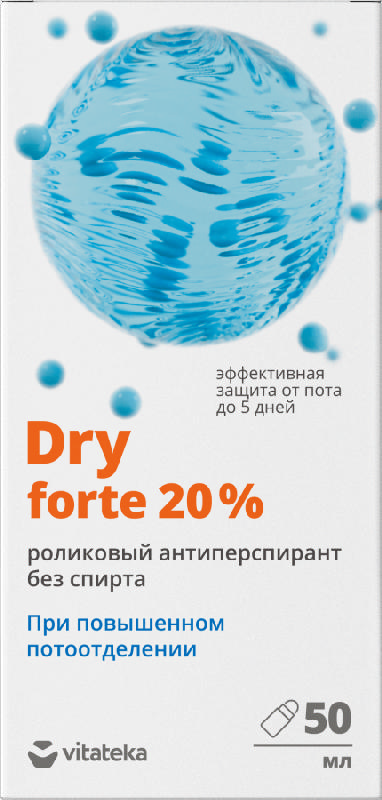 

ВИТАТЕКА ДРАЙ ФОРТЕ 20% антиперспирант роликовый без спирта 50мл Химсинтез НПО ЗАО