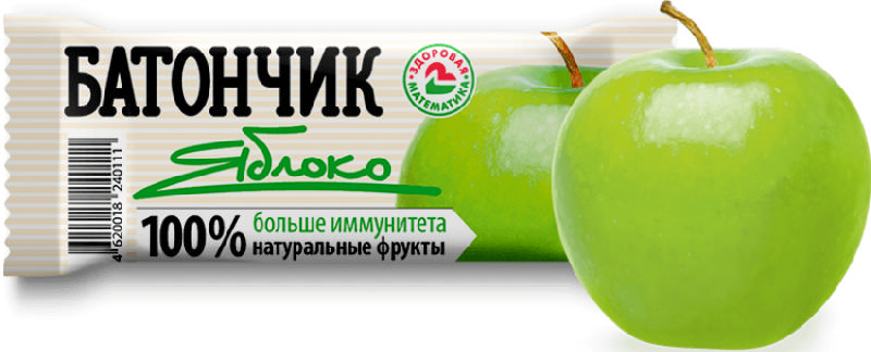 ЗДОРОВАЯ МАТЕМАТИКА батончик фруктовый Яблоко 40г
